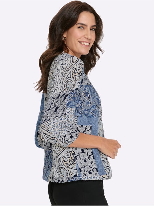 Chemisier à col rond avec manches 3/4 et motifs floraux - Taille standard - Witt - Kiabi