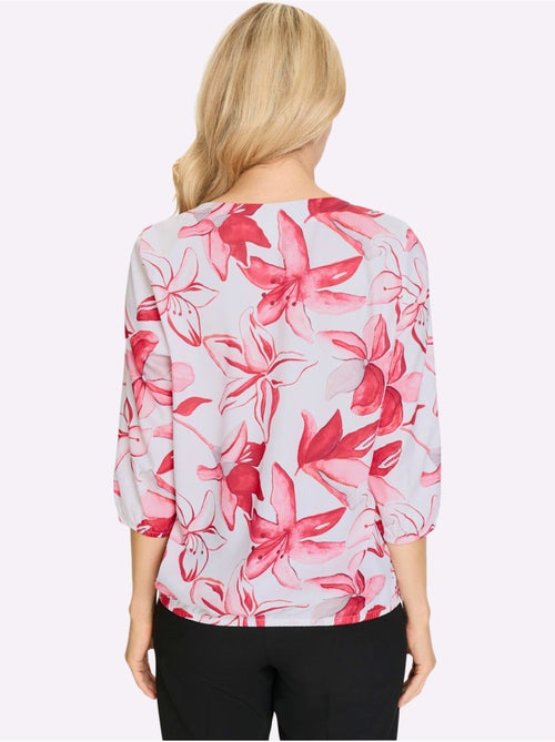 Chemisier à encolure avec plis et motifs floraux intégrals - Taille standard - Moda Vilona - Kiabi Chemisier à encolure avec plis et motifs floraux intégrals - Taille standard - Moda Vilona - Kiabi