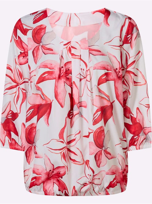 Chemisier à encolure avec plis et motifs floraux intégrals - Taille standard - Moda Vilona - Kiabi Chemisier à encolure avec plis et motifs floraux intégrals - Taille standard - Moda Vilona - Kiabi