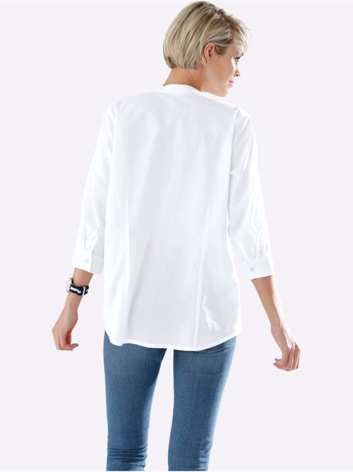 Chemisier à encolure en V avec manches 3/4 et patte de boutonnage - Taille standard - Moda Vilona - Kiabi