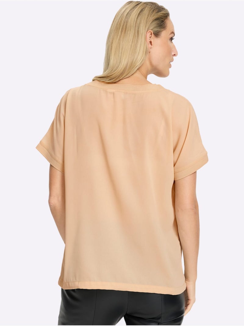 Chemisier à encolure ronde - taille standard - helline Beige - Kiabi