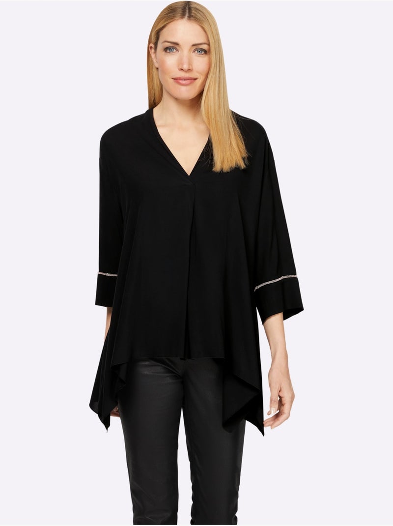 Chemisier à Enfiler Encolure En V Affinante - Taille Standard - helline Noir - Kiabi