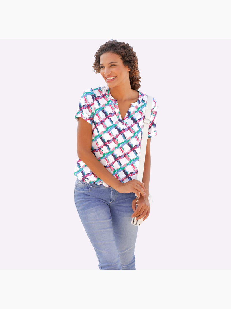 Chemisier à Enfiler Ourlet Avec Bande élastique - Taille Standard - Witt Vert/Rose - Kiabi