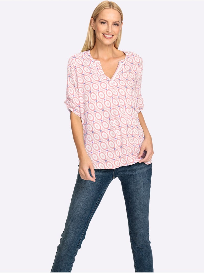 Chemisier à Enfiler Pure Viscose - Taille Standard - Helline Beige/Rose - Kiabi