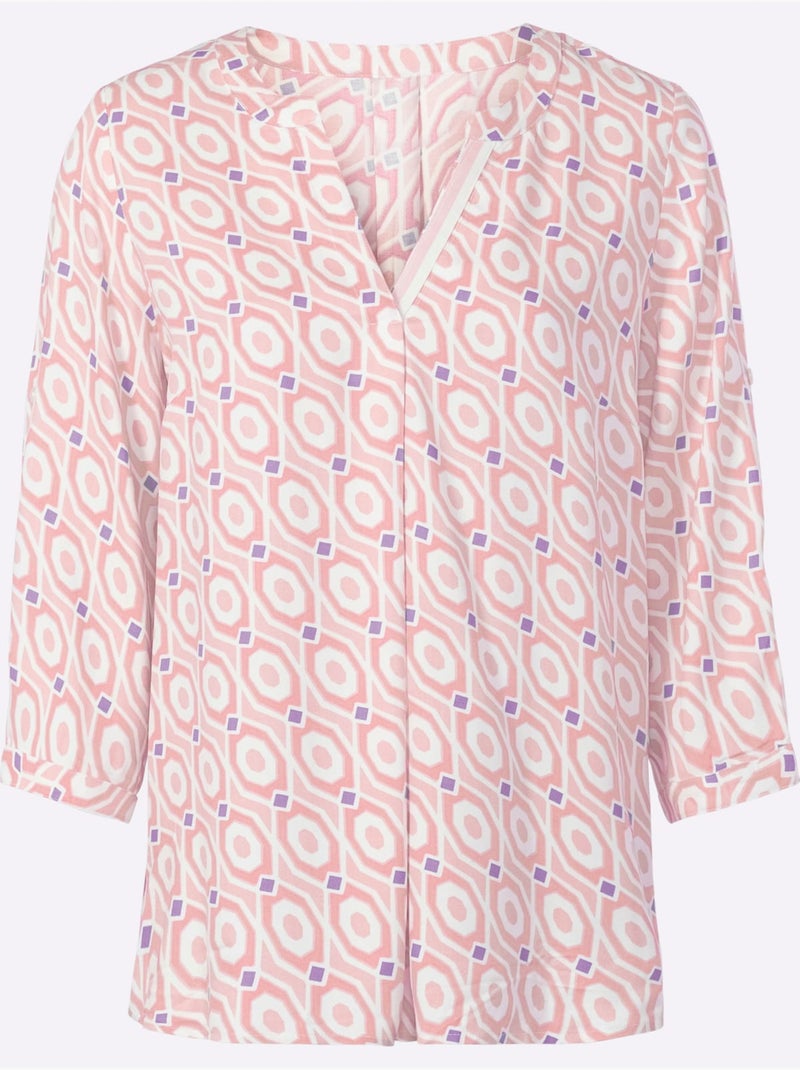 Chemisier à Enfiler Pure Viscose - Taille Standard - Helline Beige/Rose - Kiabi