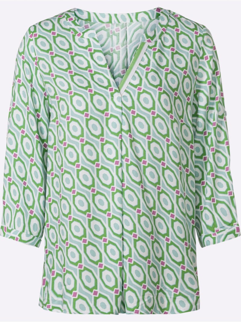Chemisier à Enfiler Pure Viscose - Taille Standard - Helline Beige/Vert - Kiabi