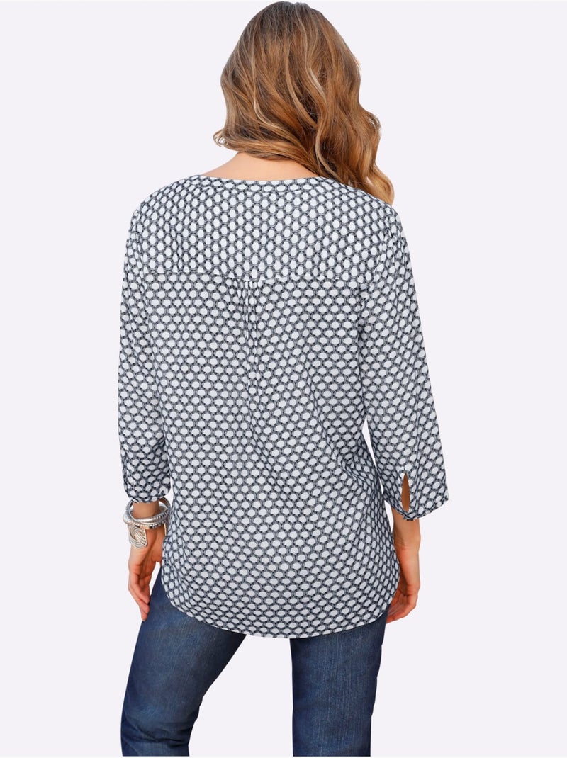 Chemisier à Enfiler Pure Viscose - Taille Standard - Witt Ecru/Marine - Kiabi
