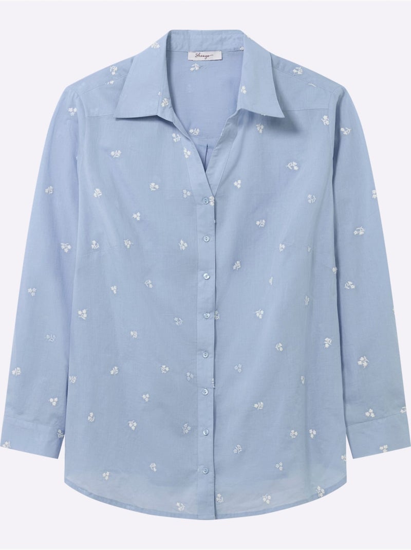 Chemisier à Fleurs - Taille Standard - Sheego Bleu - Kiabi