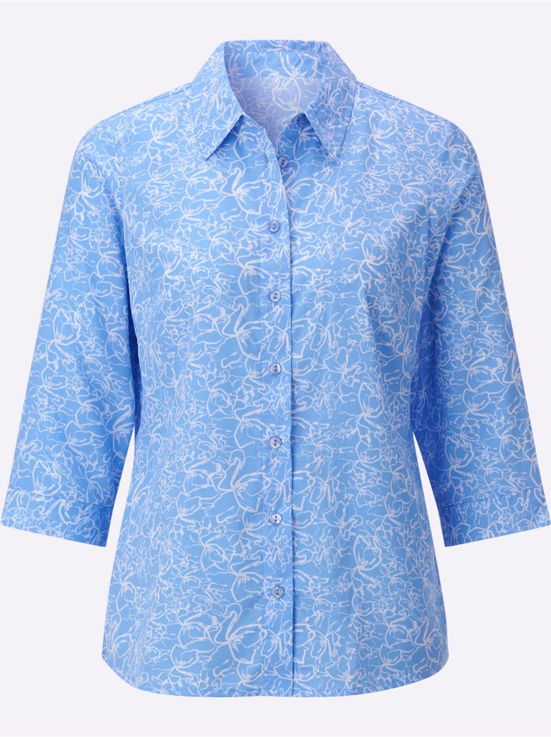 Chemisier à Fleurs - Taille Standard - Witt Bleu Blanc - Kiabi