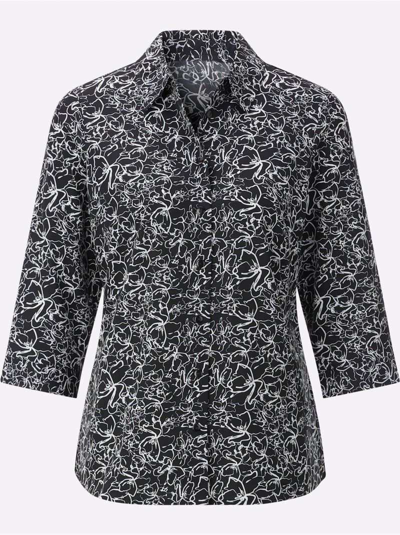 Chemisier à Fleurs - Taille Standard - Witt Noir Blanc - Kiabi