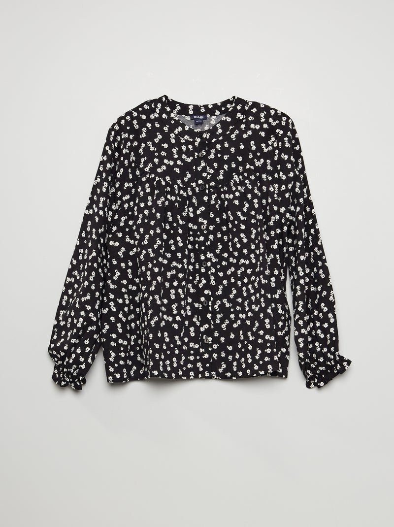 Chemisier à fleurs avec ouverture boutonnée Noir floral - Kiabi