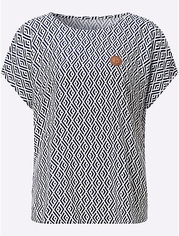 Chemisier à mancherons avec imprimé graphique en viscose - Taille standard - Witt