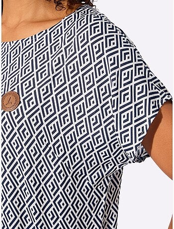 Chemisier à mancherons avec imprimé graphique en viscose - Taille standard - Witt