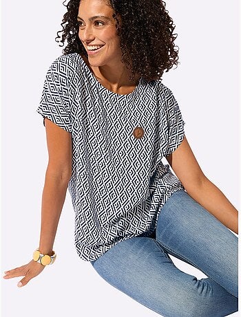 Chemisier à mancherons avec imprimé graphique en viscose - Taille standard - Witt