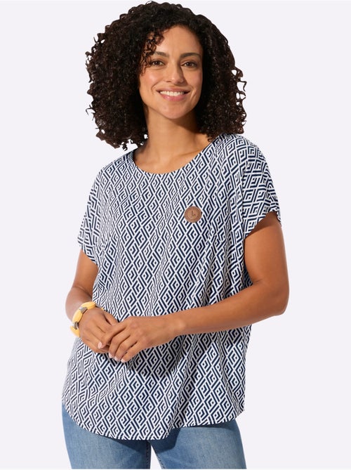 Chemisier à mancherons avec imprimé graphique en viscose - Taille standard - Witt - Kiabi