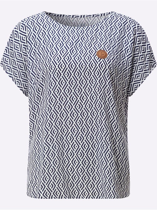Chemisier à mancherons avec imprimé graphique en viscose - Taille standard - Witt - Kiabi