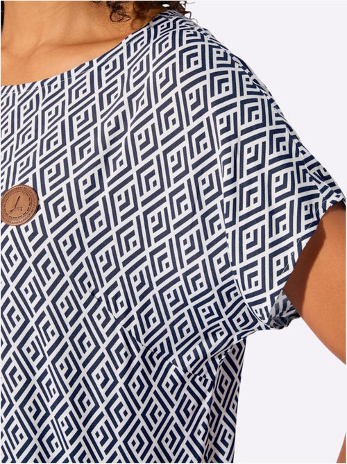 Chemisier à mancherons avec imprimé graphique en viscose - Taille standard - Witt - Kiabi