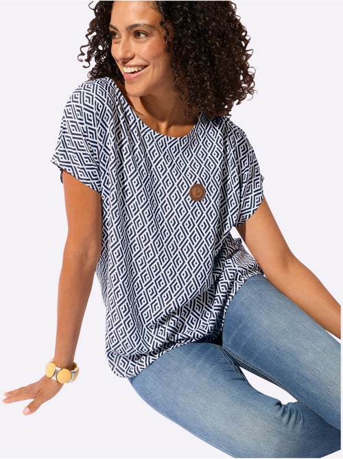 Chemisier à mancherons avec imprimé graphique en viscose - Taille standard - Witt - Kiabi