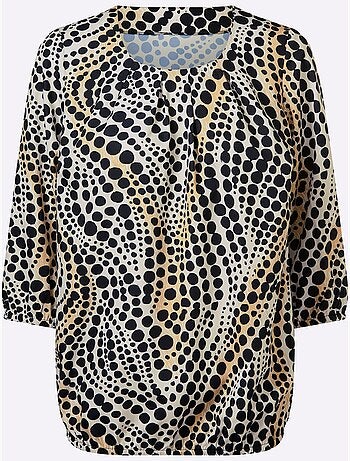 Chemisier à manches 3/4 avec encolure ronde à motifs graphiques - Taille standard - Moda Vilona