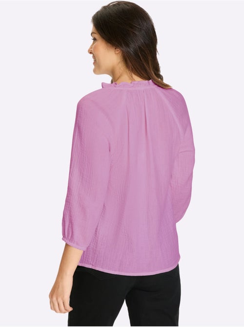 Chemisier à manches 3/4 avec encolure V et fronces - Taille standard - Moda Vilona - Kiabi Chemisier à manches 3/4 avec encolure V et fronces - Taille standard - Moda Vilona - Kiabi