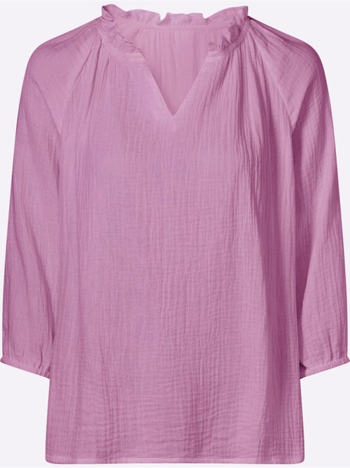 Chemisier à manches 3/4 avec encolure V et fronces - Taille standard - Moda Vilona - Kiabi Chemisier à manches 3/4 avec encolure V et fronces - Taille standard - Moda Vilona - Kiabi