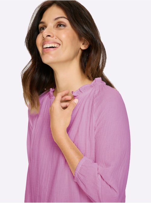 Chemisier à manches 3/4 avec encolure V et fronces - Taille standard - Moda Vilona - Kiabi Chemisier à manches 3/4 avec encolure V et fronces - Taille standard - Moda Vilona - Kiabi