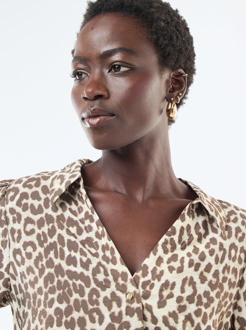 Chemisier à manches à motif léopard 'JDY' - Kiabi
