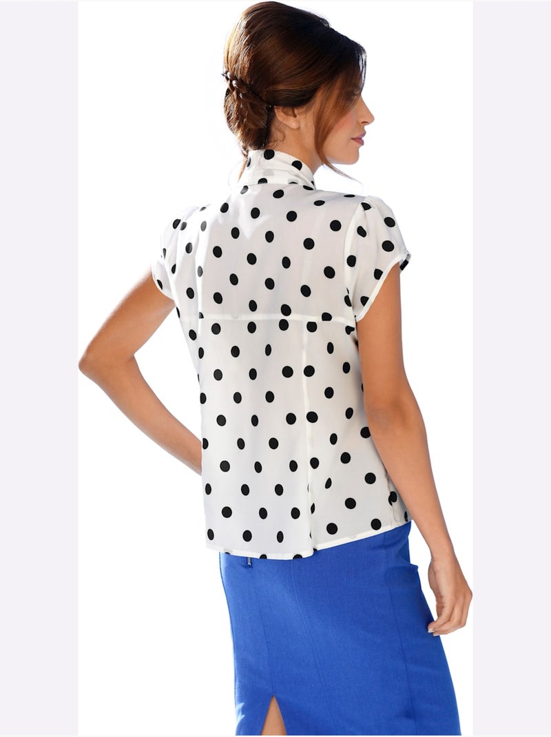 Chemisier à Manches Courtes - Taille Standard - Helline Blanc Bleu marine - Kiabi