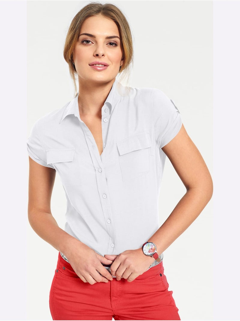 Chemisier à manches courtes - taille standard - helline Blanc - Kiabi