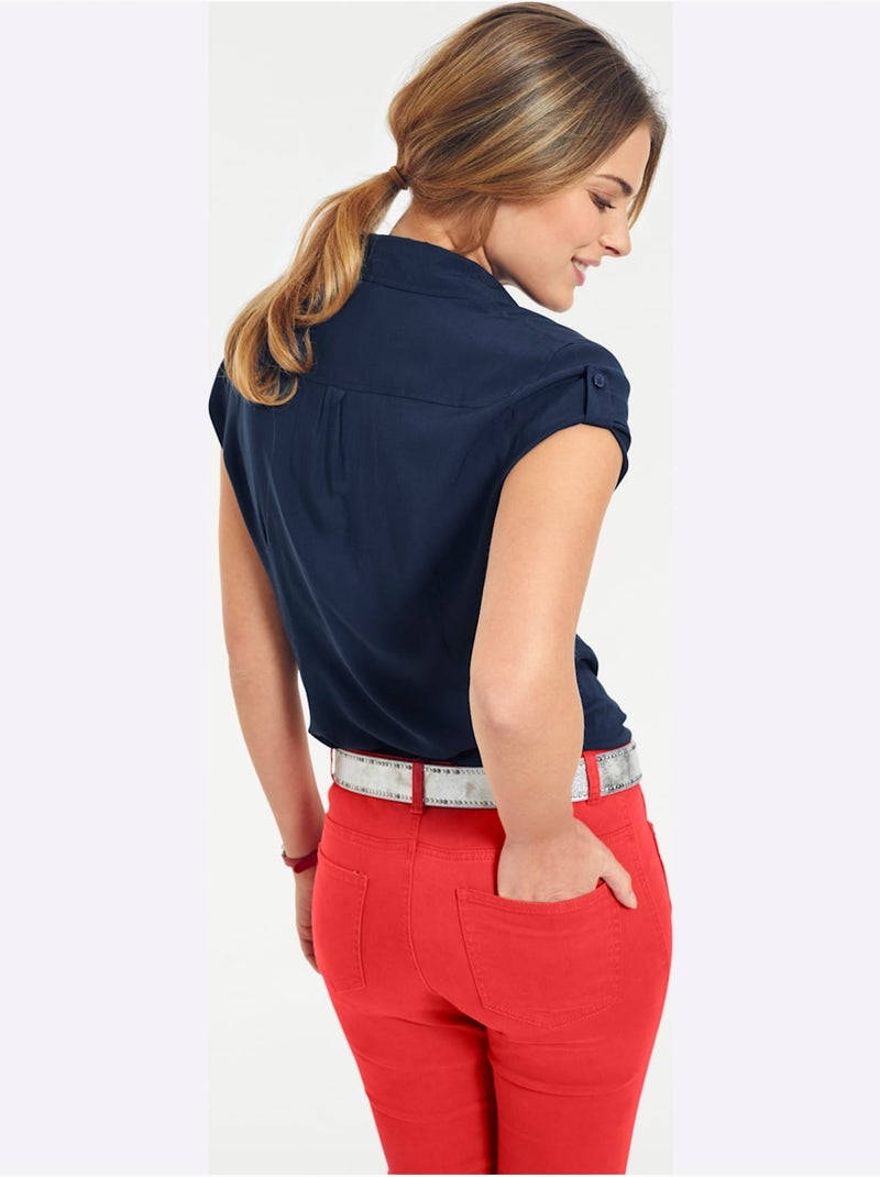 Chemisier à manches courtes - taille standard - helline Bleu marine - Kiabi