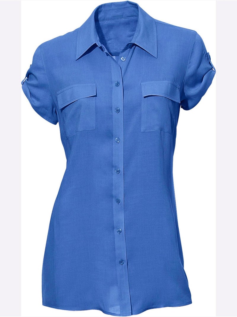 Chemisier à manches courtes - taille standard - helline Bleu roi - Kiabi