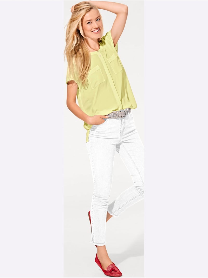 Chemisier à Manches Courtes - Taille Standard - Helline Jaune clair - Kiabi