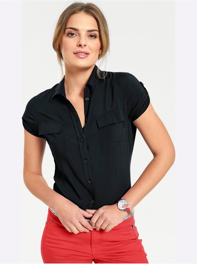 Chemisier à manches courtes - taille standard - helline Noir - Kiabi