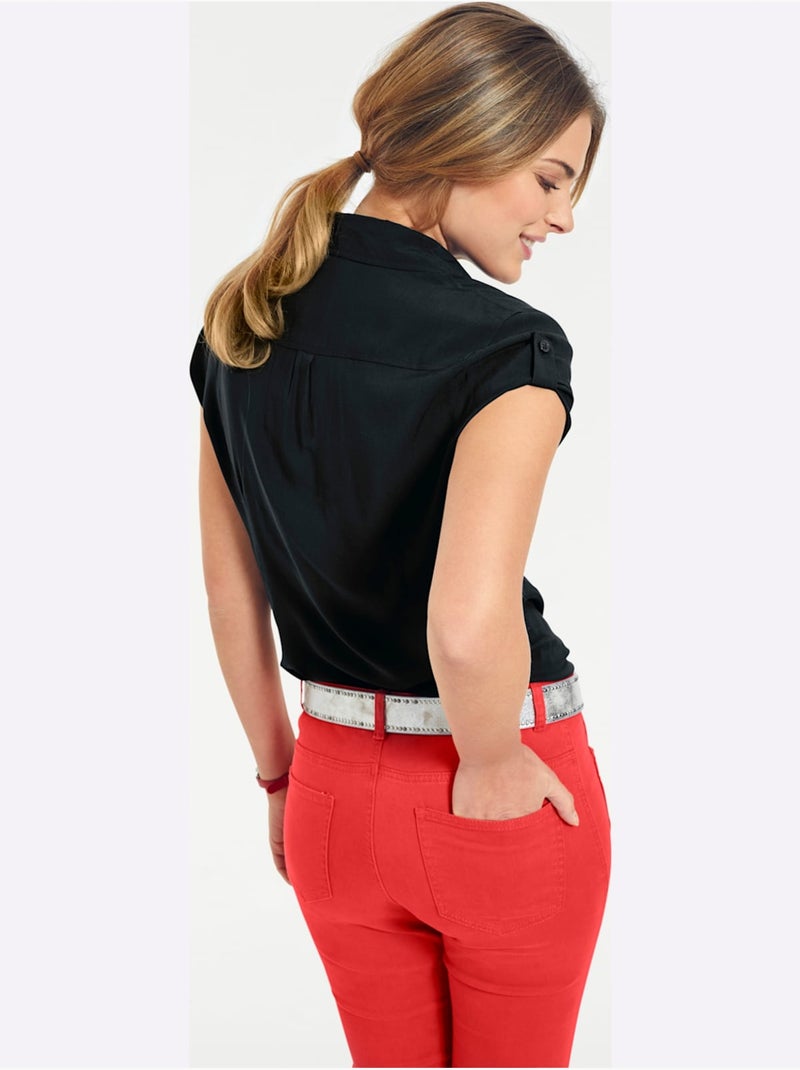 Chemisier à manches courtes - taille standard - helline Noir - Kiabi