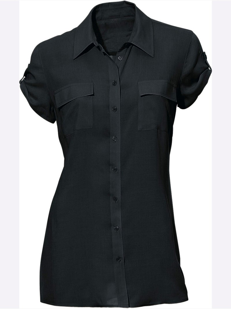 Chemisier à manches courtes - taille standard - helline Noir - Kiabi
