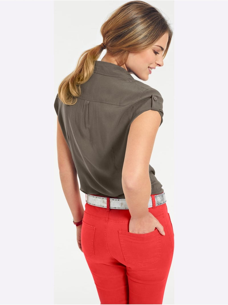 Chemisier à manches courtes - taille standard - helline Vert olive - Kiabi