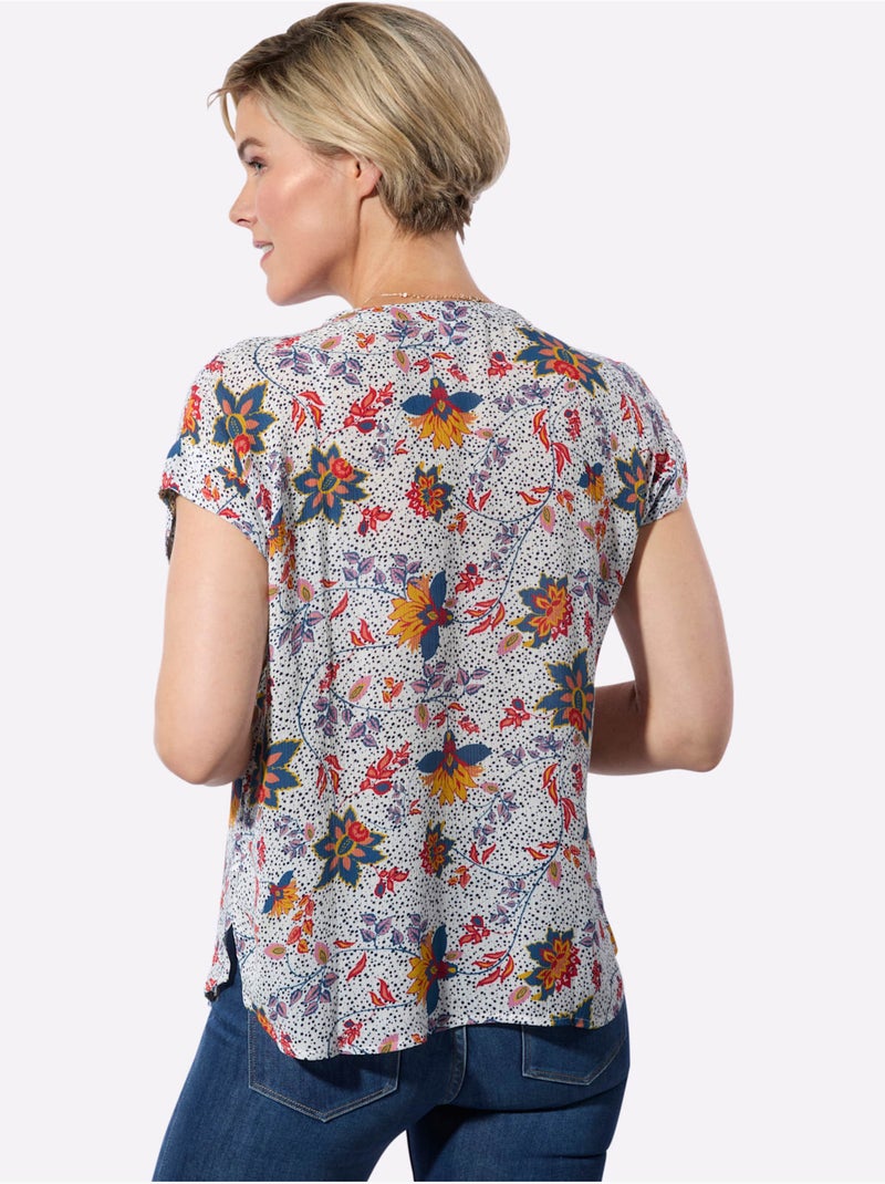 Chemisier à Manches Courtes 100% Viscose - Taille Standard - Witt Blanc - Kiabi