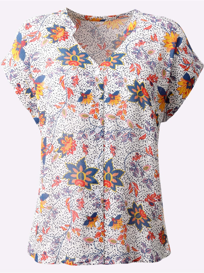 Chemisier à Manches Courtes 100% Viscose - Taille Standard - Witt Blanc - Kiabi