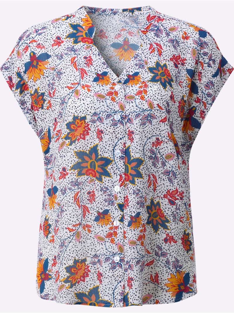 Chemisier à Manches Courtes 100% Viscose - Taille Standard - Witt Blanc - Kiabi