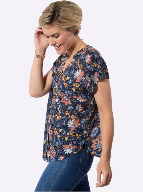 Chemisier à Manches Courtes 100% Viscose - Taille Standard - Witt - Kiabi Chemisier à Manches Courtes 100% Viscose - Taille Standard - Witt - Kiabi