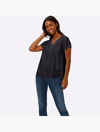 Chemisier à Manches Courtes 55% Lin - Taille Standard - helline