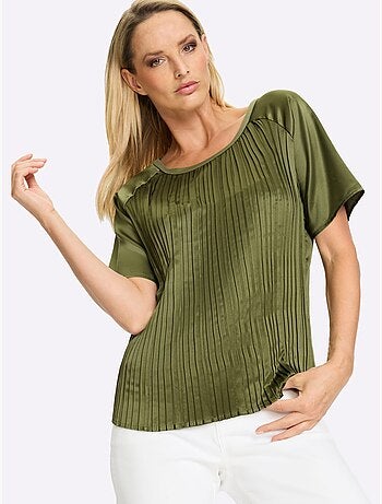 Chemisier à Manches Courtes Aspect Plissé - Taille Standard - helline