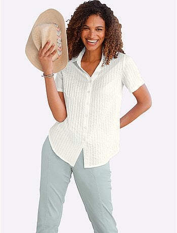 Chemisier à manches courtes avec col chemise et motifs rayés - Taille standard - Witt