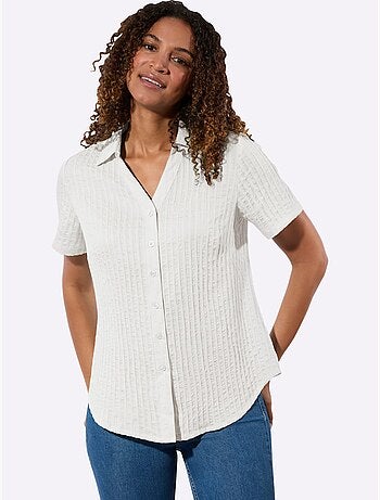 Chemisier à manches courtes avec col chemise et motifs rayés - Taille standard - Witt
