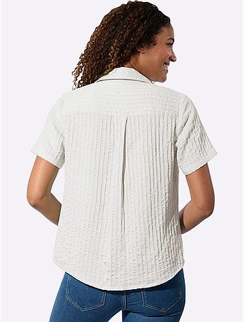 Chemisier à manches courtes avec col chemise et motifs rayés - Taille standard - Witt