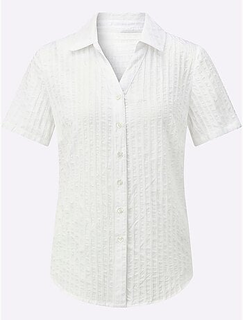 Chemisier à manches courtes avec col chemise et motifs rayés - Taille standard - Witt