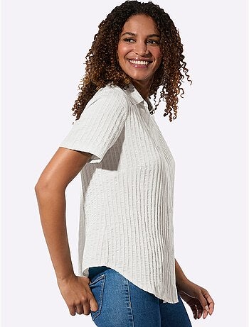 Chemisier à manches courtes avec col chemise et motifs rayés - Taille standard - Witt