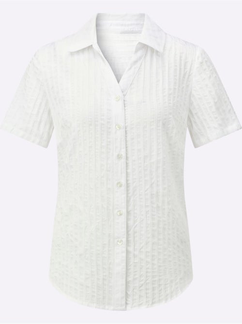 Chemisier à manches courtes avec col chemise et motifs rayés - Taille standard - Witt - Kiabi Chemisier à manches courtes avec col chemise et motifs rayés - Taille standard - Witt - Kiabi