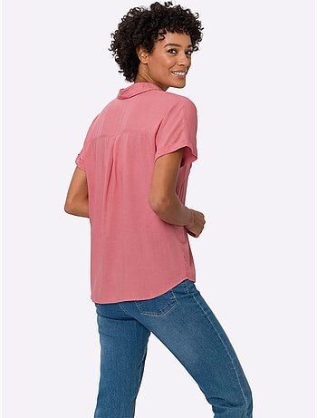 Chemisier à manches courtes avec col chemisier et pli creux - Taille standard - Moda Vilona