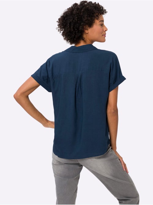 Chemisier à manches courtes avec col ouvert et patte de boutonnage - Taille standard - Moda Vilona - Kiabi